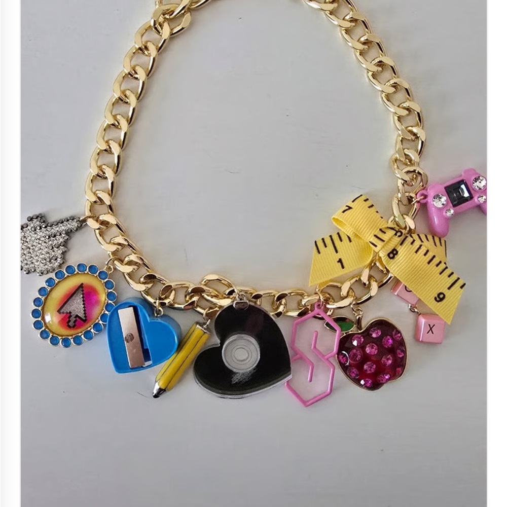 New Betsey Johnson School Supply Charm Necklace - Picture 7 of 11